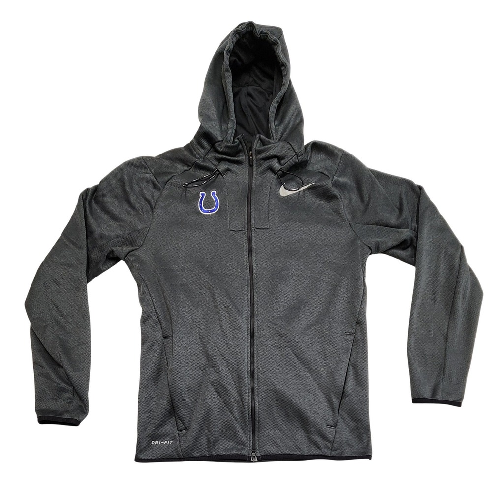 Nike Indianapolis Colts Dri-FIT Full Zip Hoodie Gray Mens Small Football